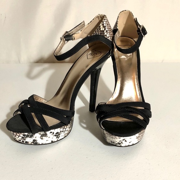2B Bebe Shoes - 2B Bebe Faux Snakeskin Sandal Heels